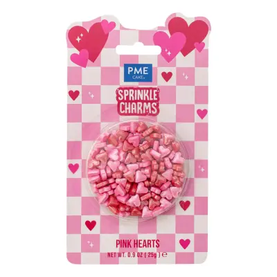 PME Rosa Hjärtan Sprinkle Charms - 25 gram