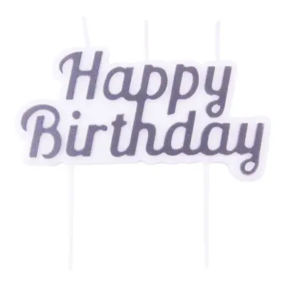 PME Tårtljus Happy Birthday Silver