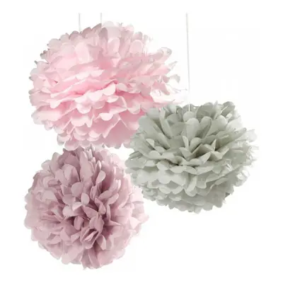 Pom Pom Grå/Lila/Rosa Mix - 3-pack