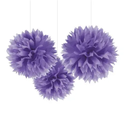 Pom Pom Lila Hängande Dekoration - 3-pack