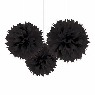 Pom-Poms Svarta Takdekoration - 3-pack