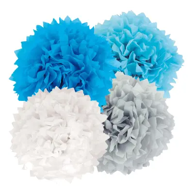 PomPoms Blå/Grå/Vit - 4-pack