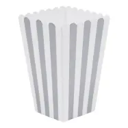 Popcornboxar Silver Ränder - 6-pack