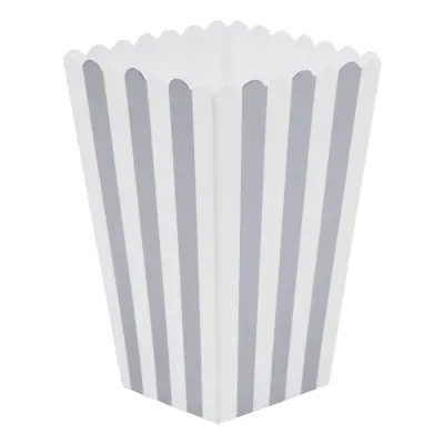 Popcornboxar Silver Ränder - 6-pack