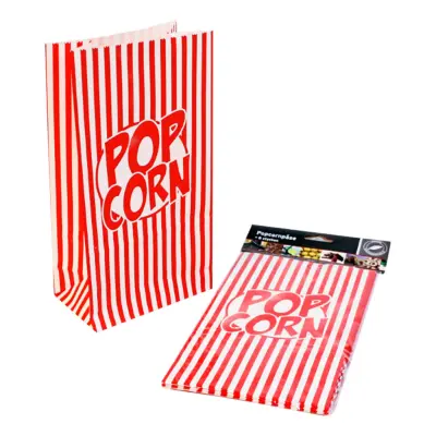 Popcornpåsar Röd/Vit - 8-pack