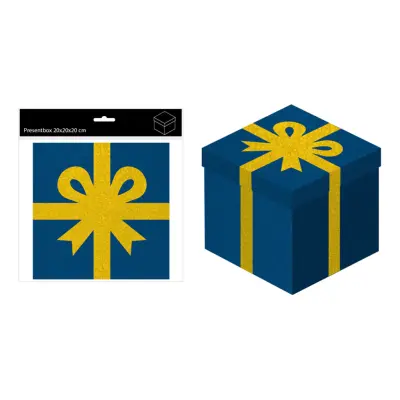 Presentbox Blå/Gul/Glitter