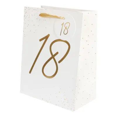 Presentpåse Guld Siffra - Siffra 18