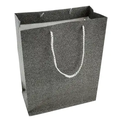 Presentpåse Svart Glitter - Mellan
