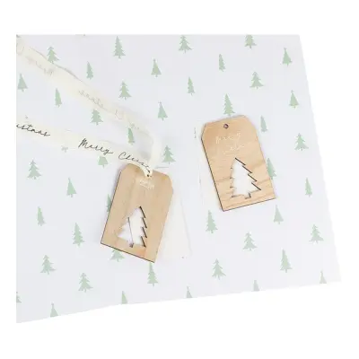 Presentpapper Julgranar med Etikett & Snöre