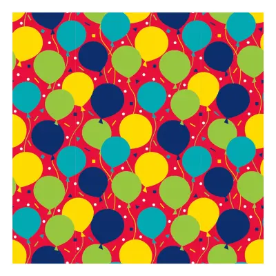 Presentpapper Röd med Ballonger