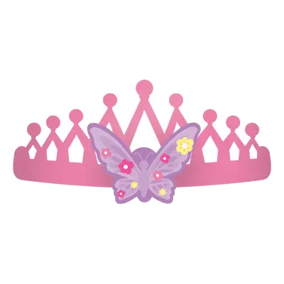 Prinsess Tiaror Rosa i Papper - 8-pack