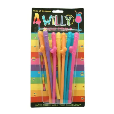 Regnbågsfärgade Snoppsugrör - 10-pack