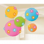 Amscan Runda lanternor med blommor, 5 st