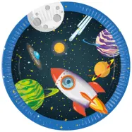 Rymdraket Papperstallrik 23 cm 8-pack