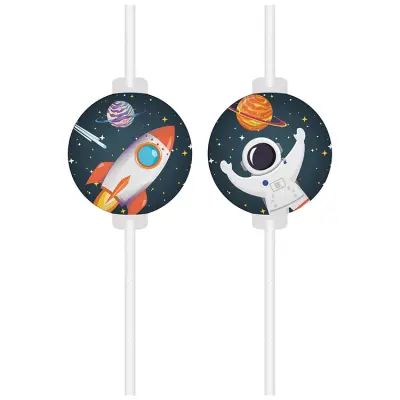 Rymdraket Sugrör 4-pack