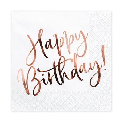 Servett Happy Birthday Vit&Rosé 20-pack