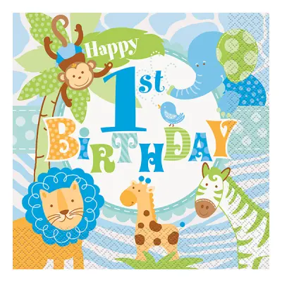 Servetter 1-årskalas Blå - 20-pack