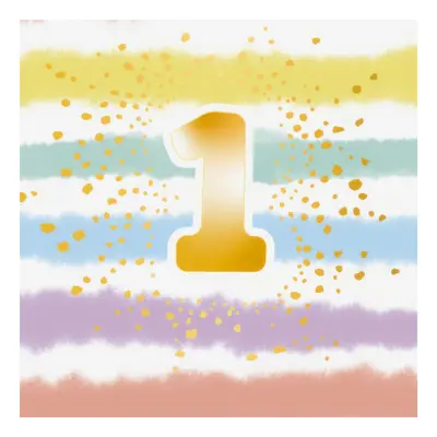 Servetter 1-årskalas Regnbåge - 16-pack