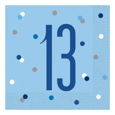 Servetter 13 Ljusblå Prickig - 16-pack