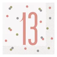 Servetter 13 Vit/Roséguld