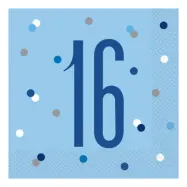 Servetter 16 Ljusblå Prickig - 16-pack
