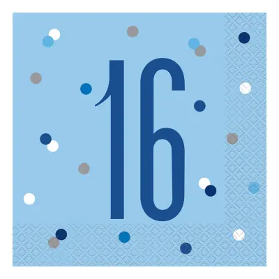 Servetter 16 Ljusblå Prickig - 16-pack