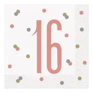 Servetter 16 Vit/Roséguld