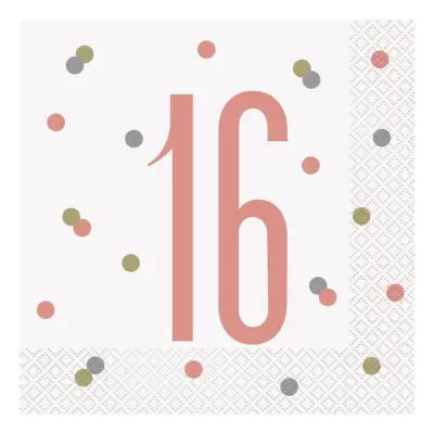 Servetter 16 Vit/Roséguld