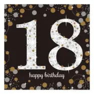 Servetter 18 Silver/Guld Glitter - 16-pack