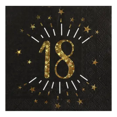 Servetter 18 Svart/Guld