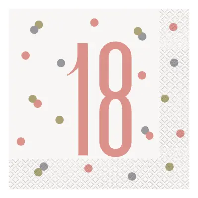Servetter 18 Vit/Roséguld Prickig - 16-pack