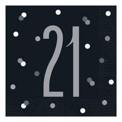 Servetter 21 Svart Prickig - 16-pack