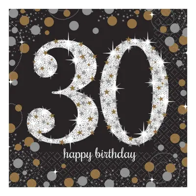 Servetter 30 Silver/Guld Glitter - 16-pack