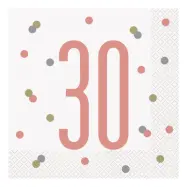 Servetter 30 Vit/Roséguld