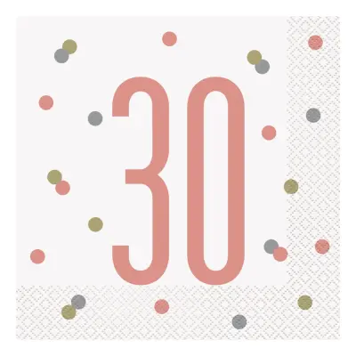 Servetter 30 Vit/Roséguld