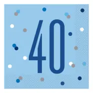 Servetter 40 Ljusblå Prickig - 16-pack