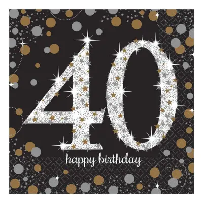 Servetter 40 Silver/Guld Glitter - 16-pack