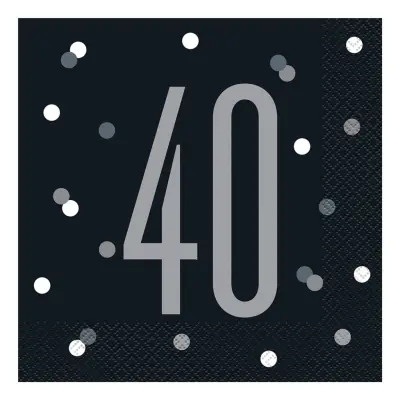 Servetter 40 Svart Prickig - 16-pack