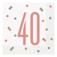 Servetter 40 Vit/Roséguld