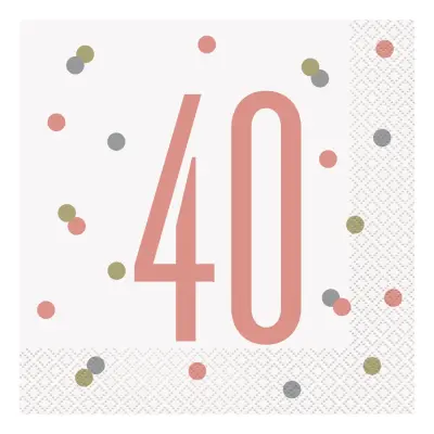 Servetter 40 Vit/Roséguld