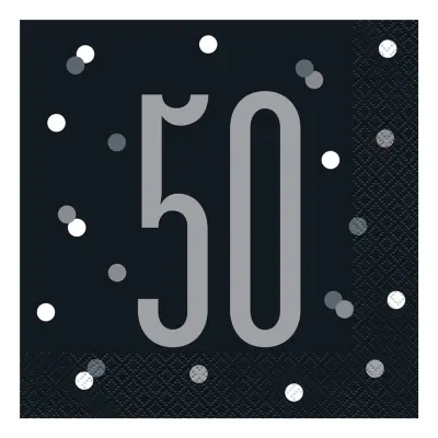 Servetter 50 Svart Prickig - 16-pack