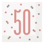 Servetter 50 Vit/Roséguld