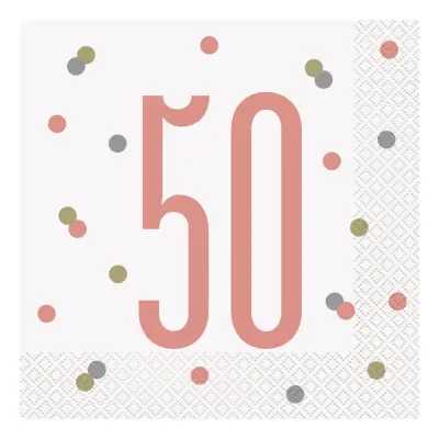 Servetter 50 Vit/Roséguld