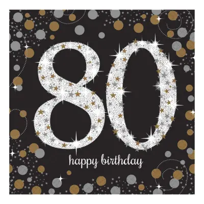 Servetter 80 Silver/Guld Glitter - 16-pack