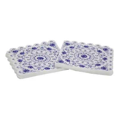 Servetter Blåmönstrade Vågig Kant