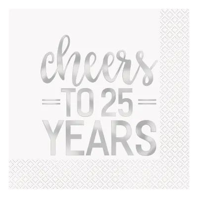 Servetter Cheers to 25 Years Silver - 16-pack