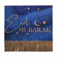 Servetter Eid Mubarak Blå/Guld - 16-pack