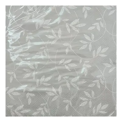 Servetter Grå med Vita Löv - 20-pack