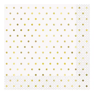 Servetter Guld Polka Dot - 16-pack