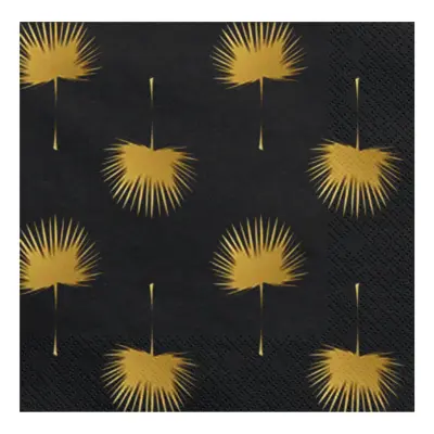 Servetter Guldlöv Svart - 20-pack